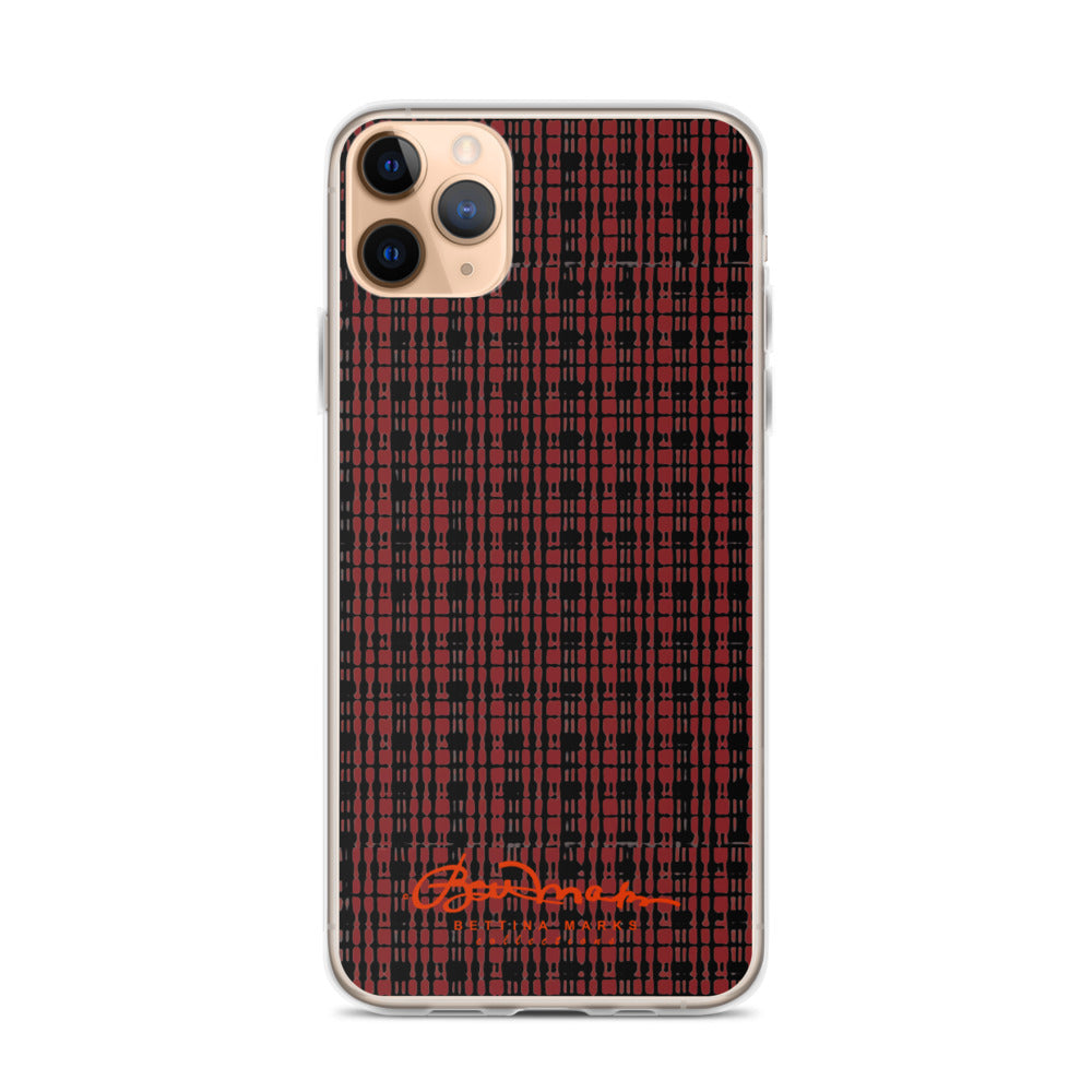 Black Red Tight Plaid iPhone Case