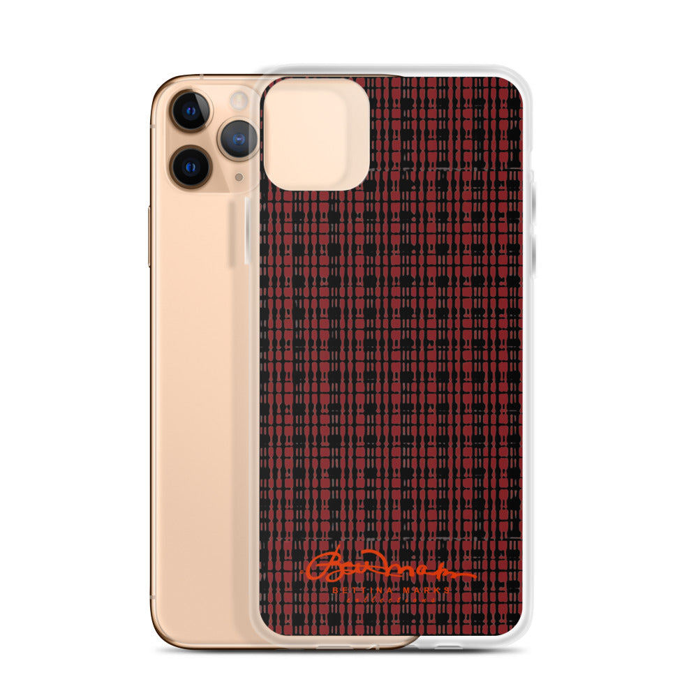 Black Red Tight Plaid iPhone Case