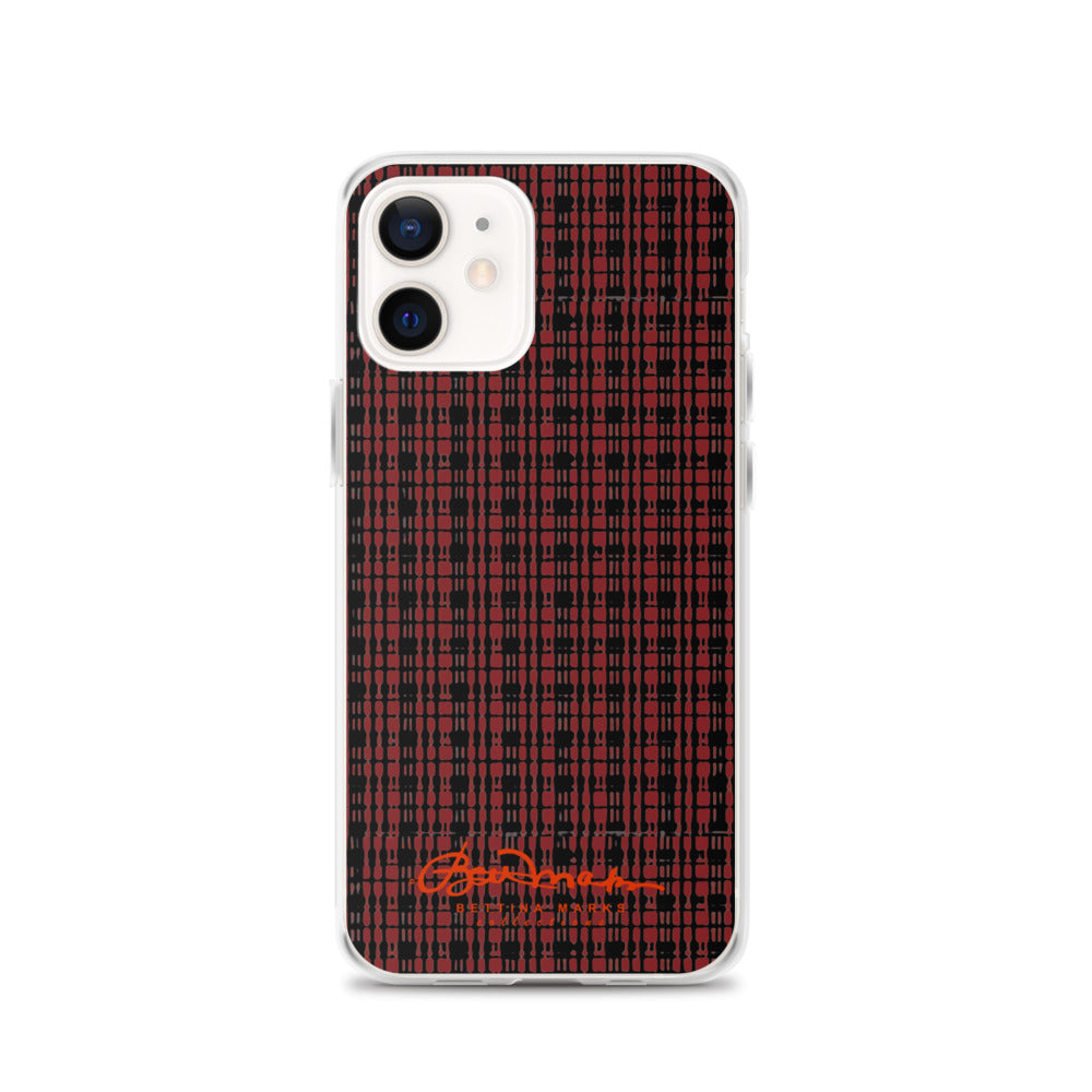 Black Red Tight Plaid iPhone Case