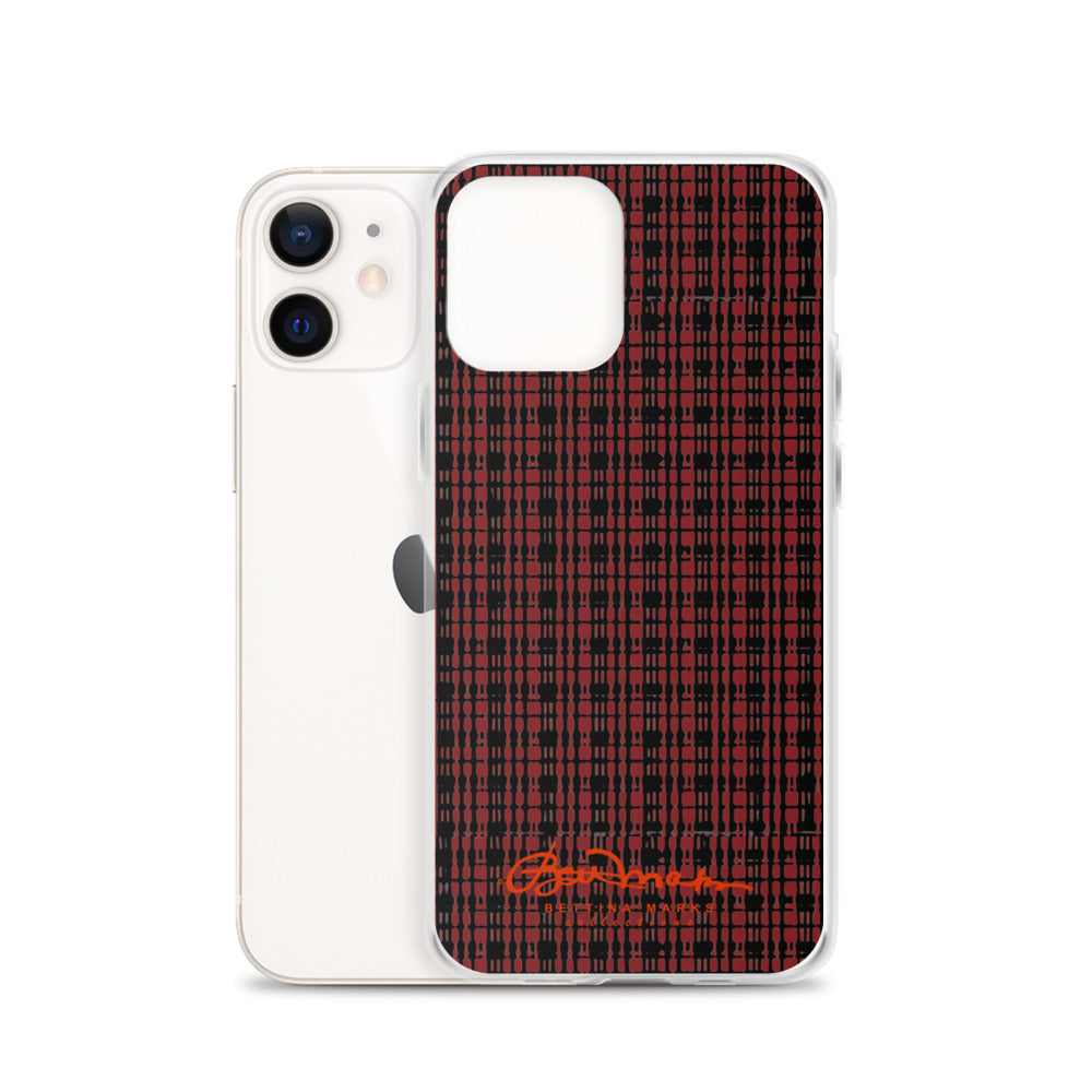 Black Red Tight Plaid iPhone Case