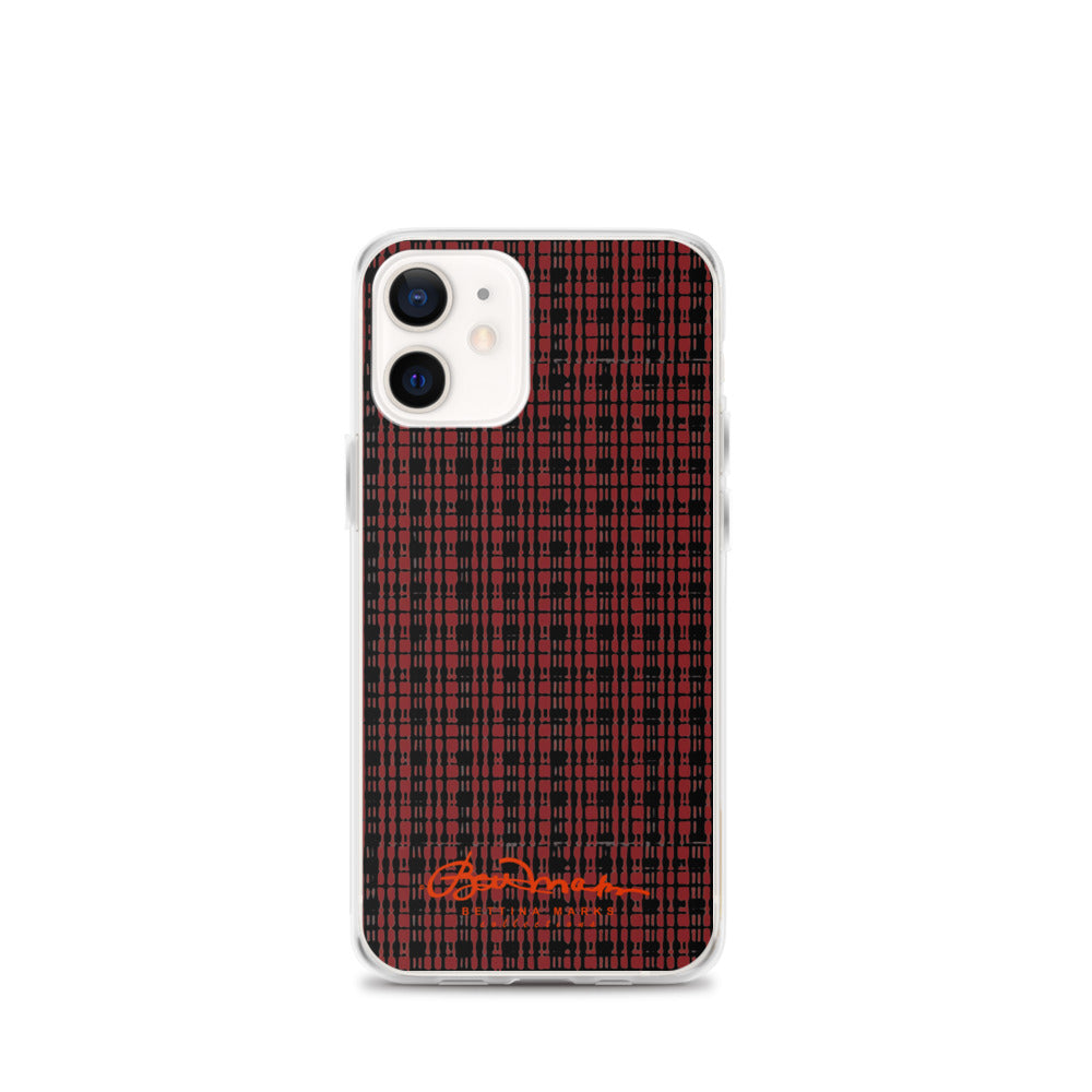 Black Red Tight Plaid iPhone Case