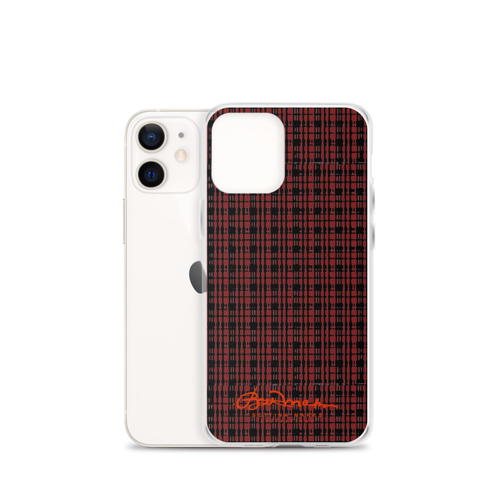 Black Red Tight Plaid iPhone Case