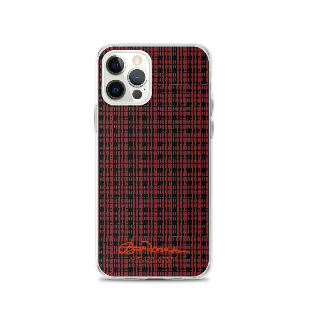 Black Red Tight Plaid iPhone Case