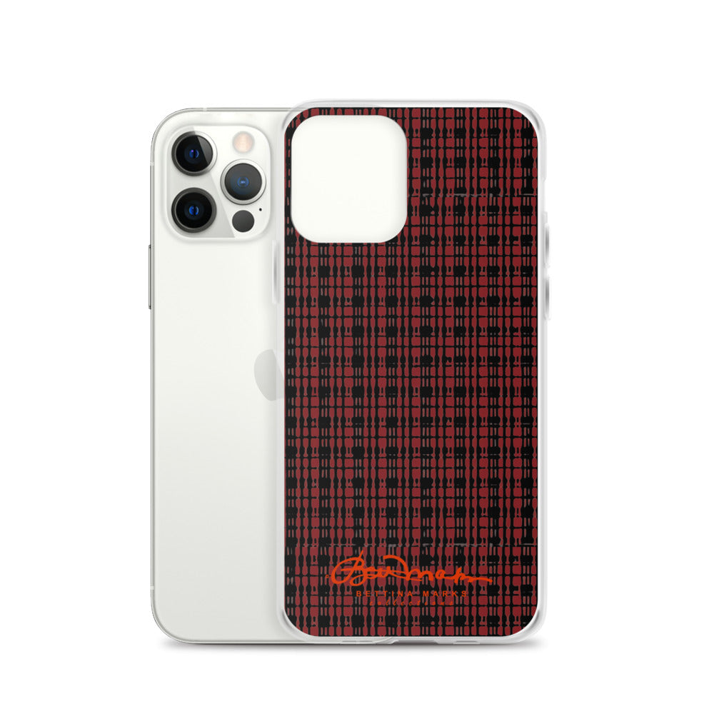 Black Red Tight Plaid iPhone Case