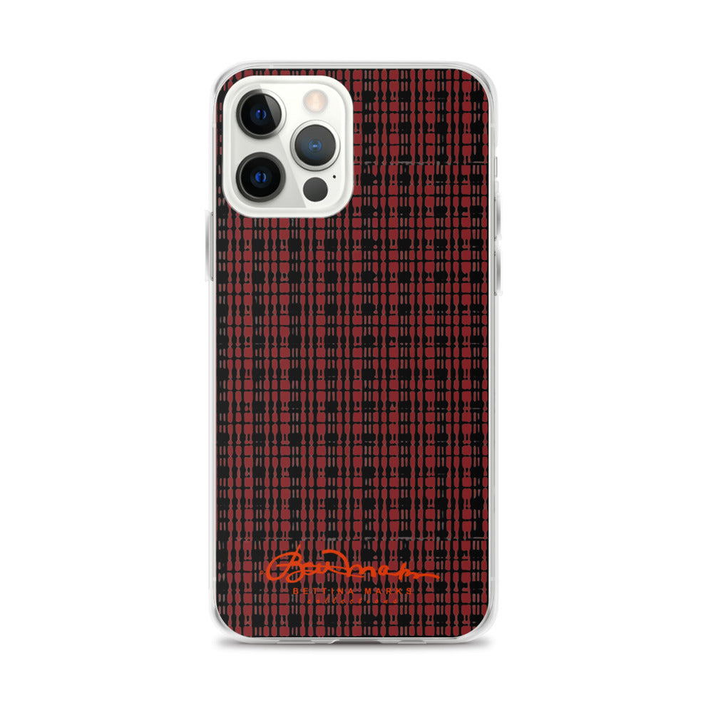 Black Red Tight Plaid iPhone Case