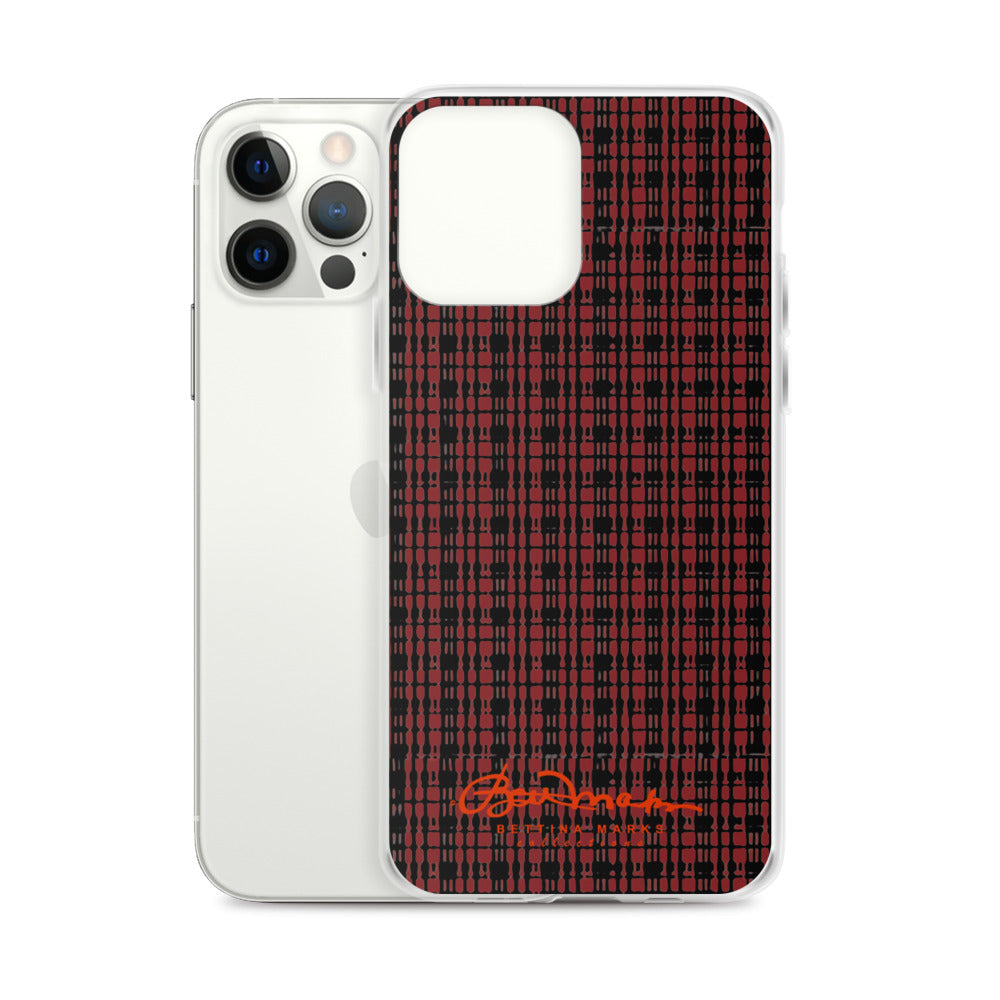 Black Red Tight Plaid iPhone Case