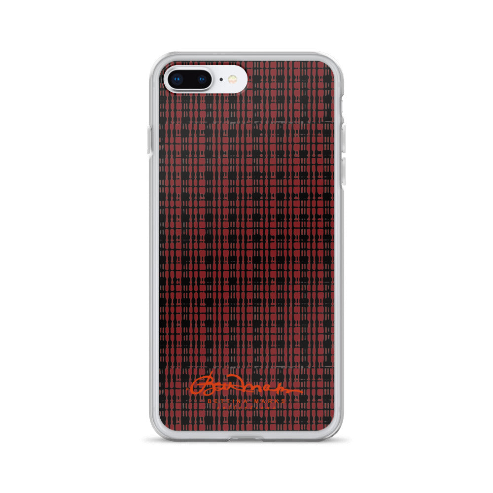 Black Red Tight Plaid iPhone Case