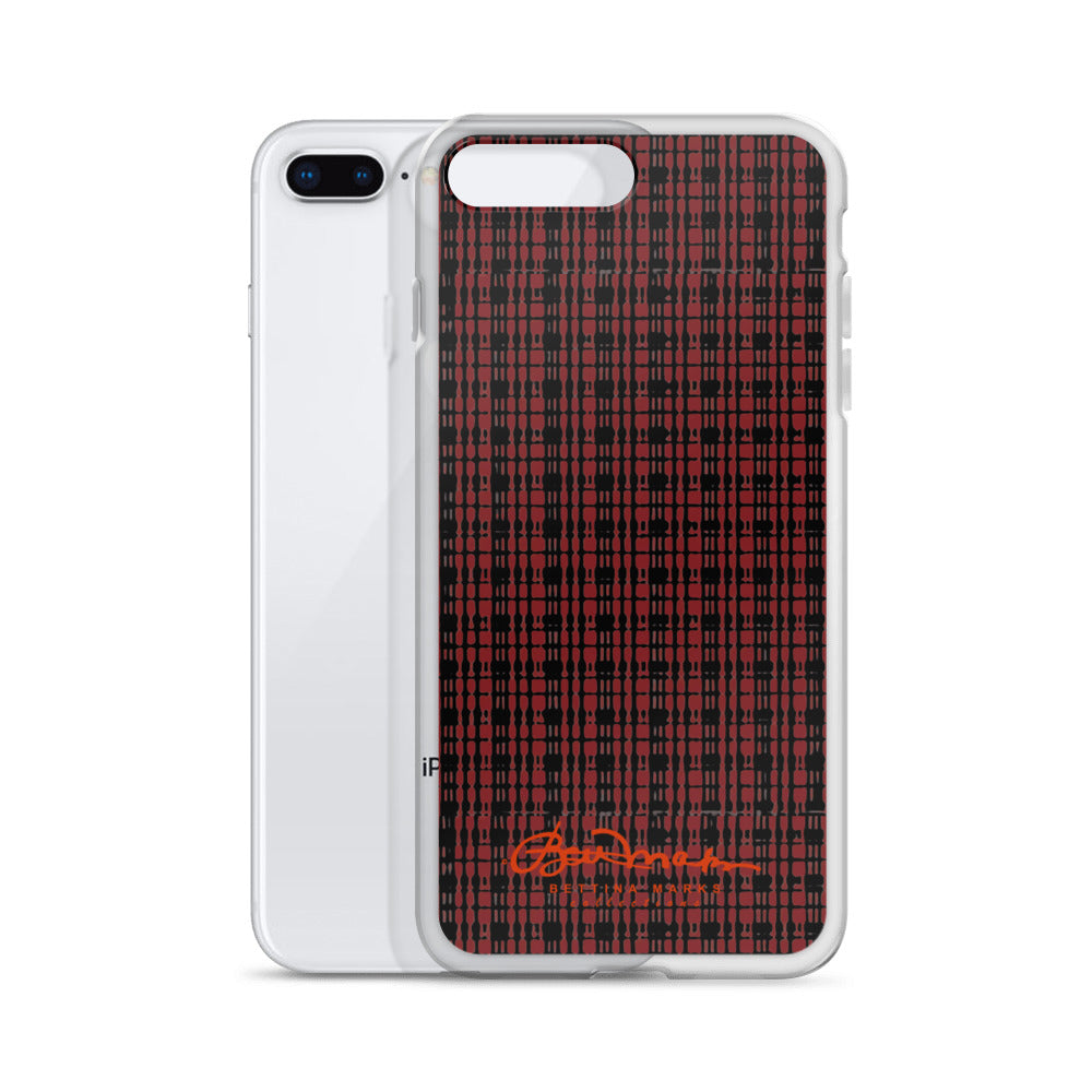 Black Red Tight Plaid iPhone Case