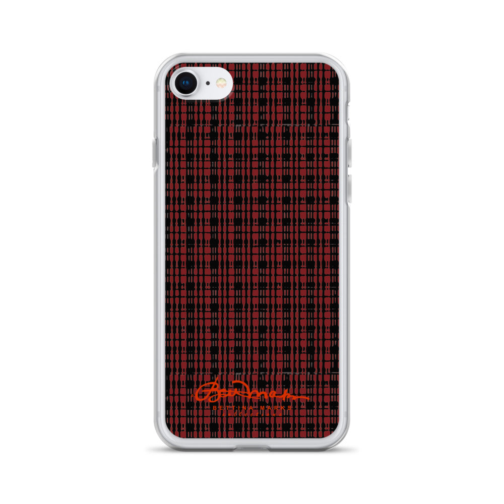 Black Red Tight Plaid iPhone Case