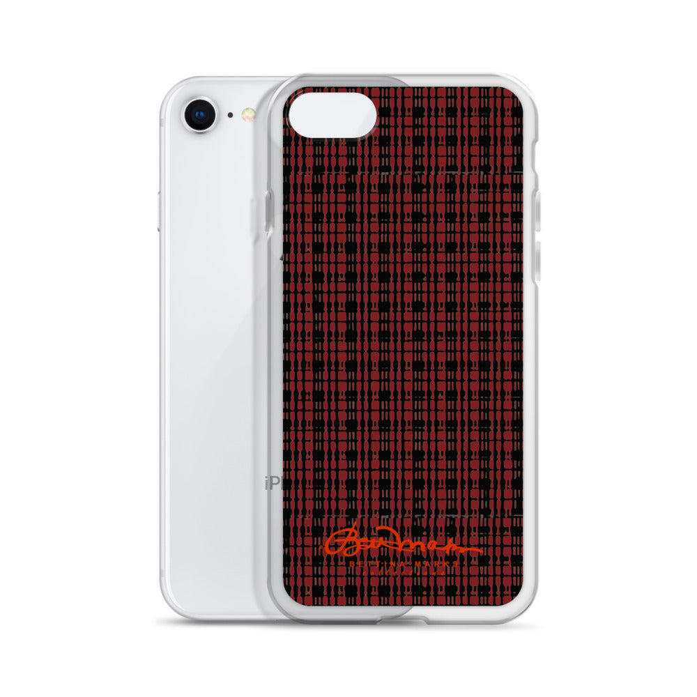 Black Red Tight Plaid iPhone Case