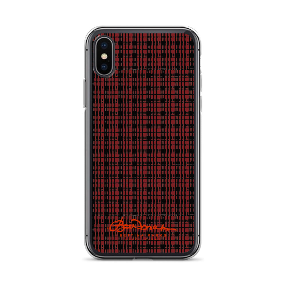 Black Red Tight Plaid iPhone Case