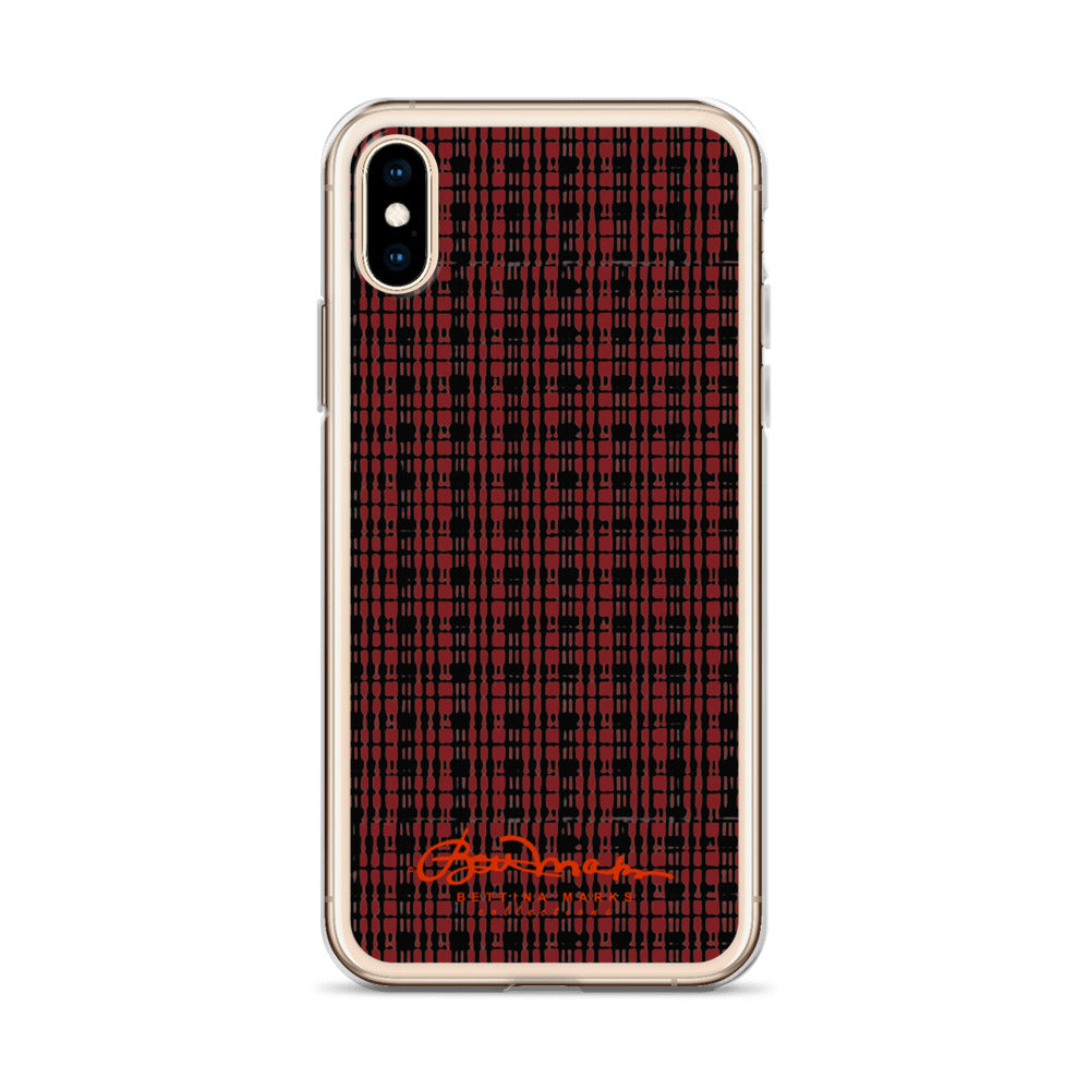 Black Red Tight Plaid iPhone Case