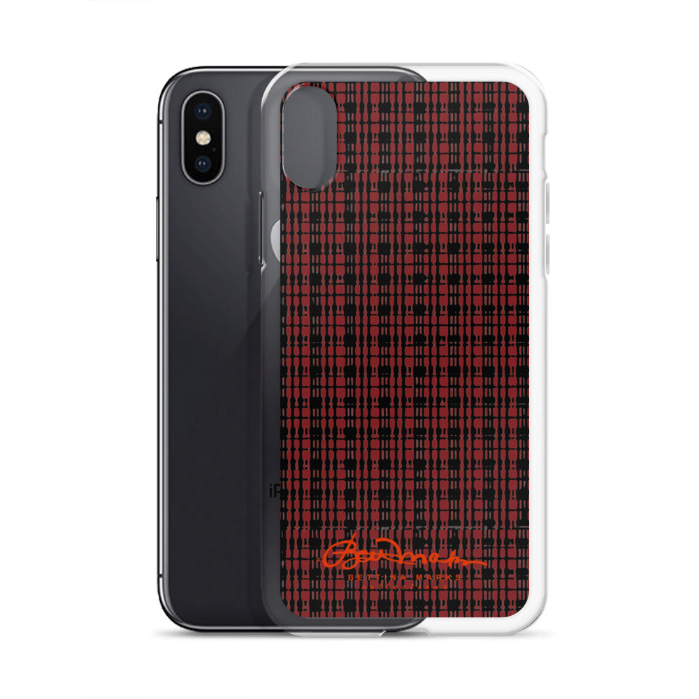 Black Red Tight Plaid iPhone Case