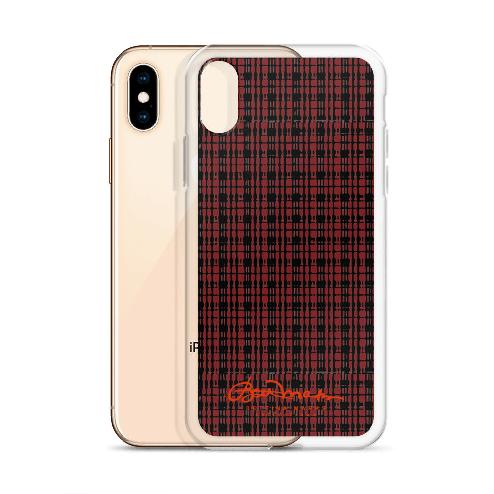 Black Red Tight Plaid iPhone Case