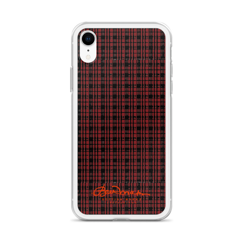 Black Red Tight Plaid iPhone Case