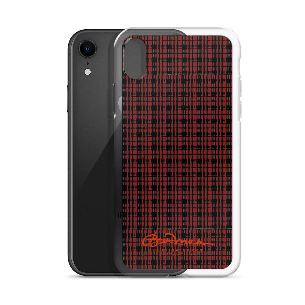 Black Red Tight Plaid iPhone Case