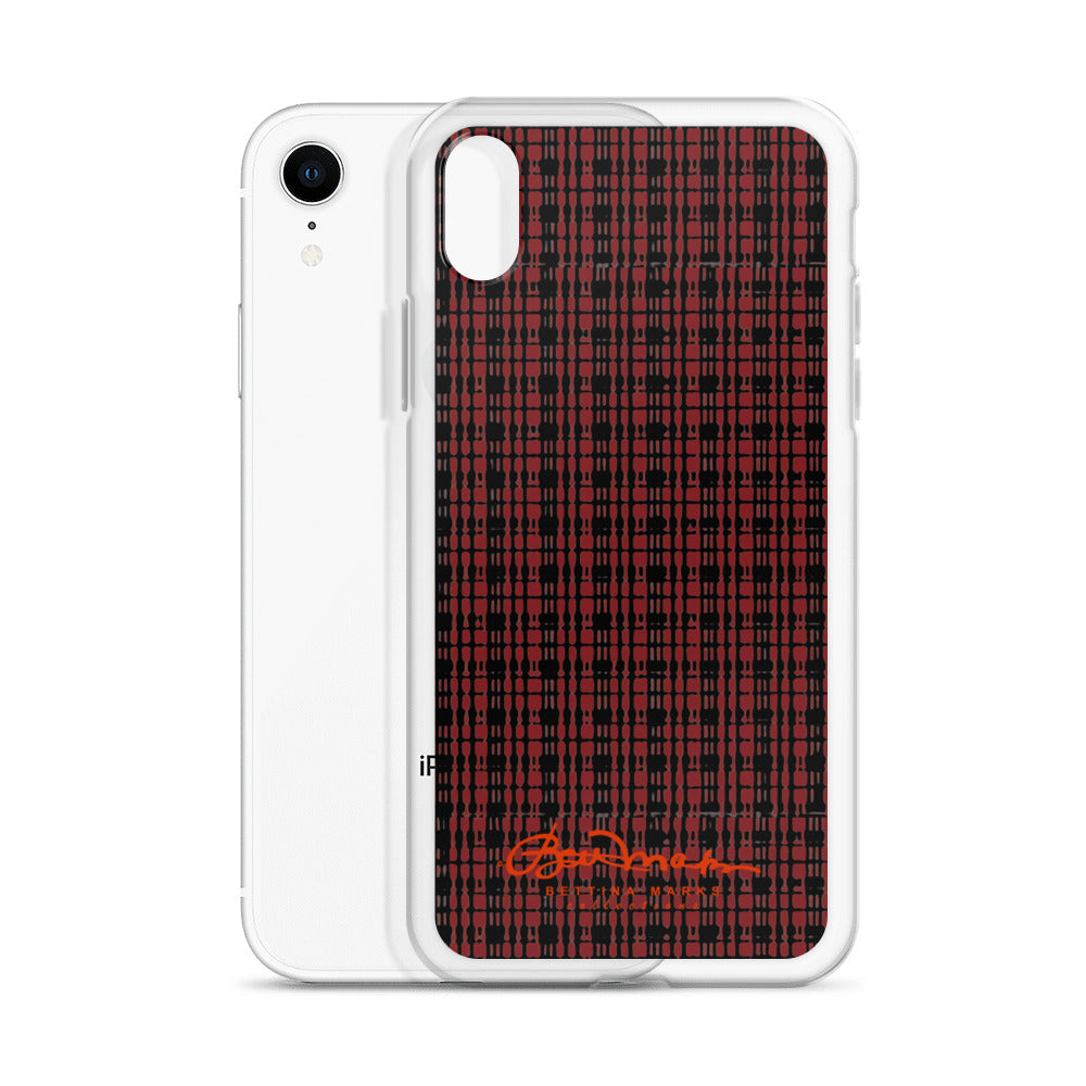 Black Red Tight Plaid iPhone Case