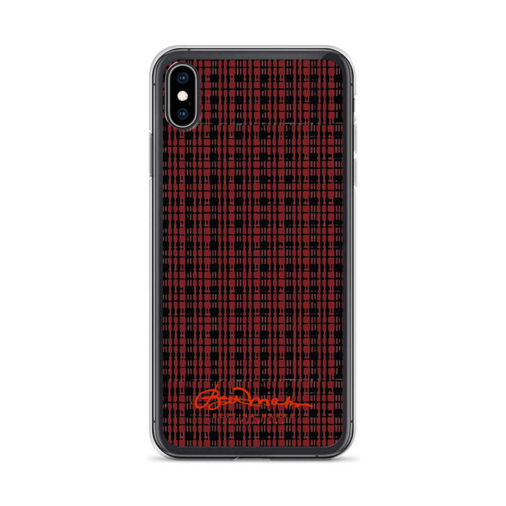 Black Red Tight Plaid iPhone Case