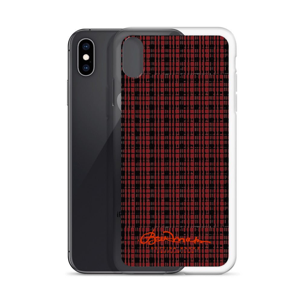 Black Red Tight Plaid iPhone Case