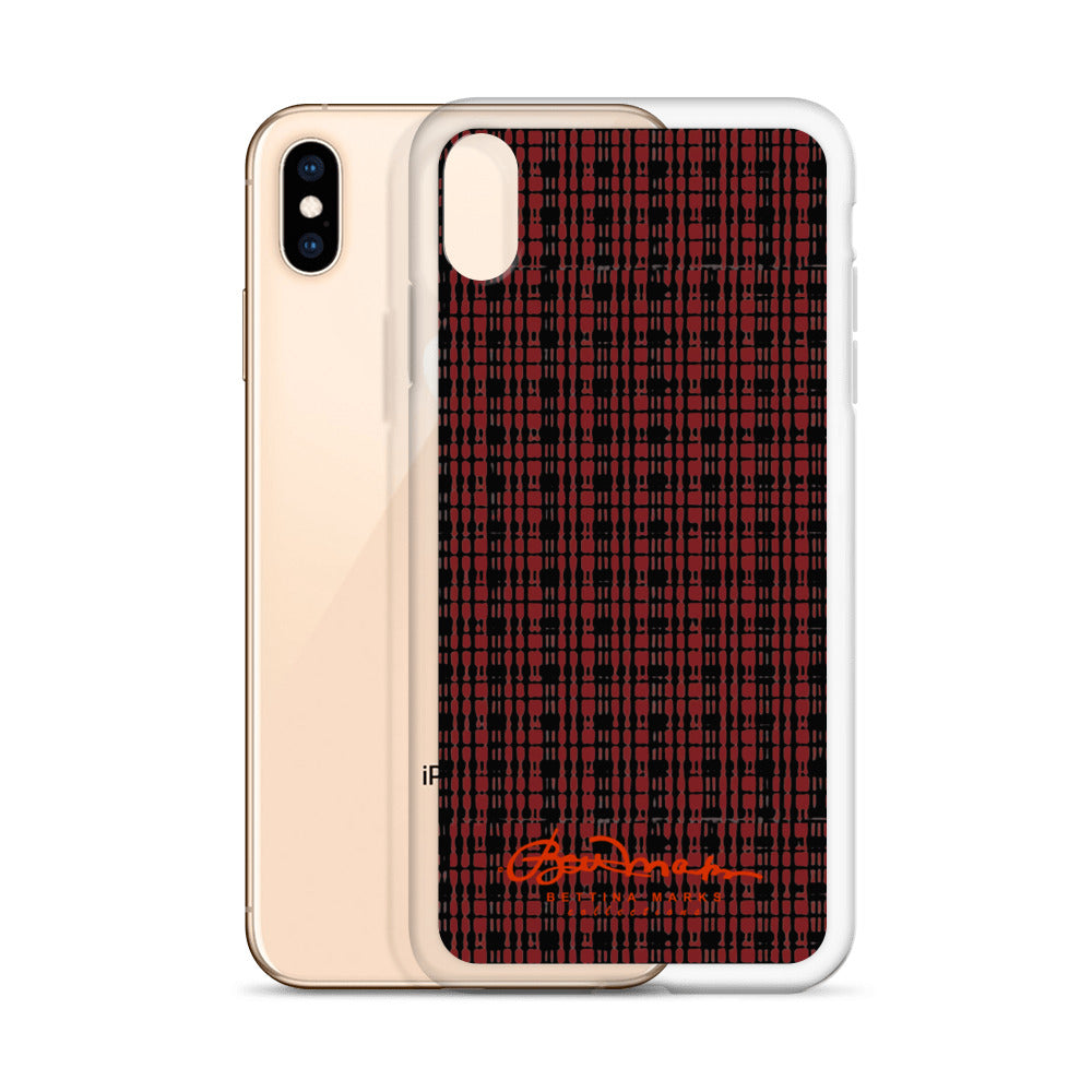 Black Red Tight Plaid iPhone Case