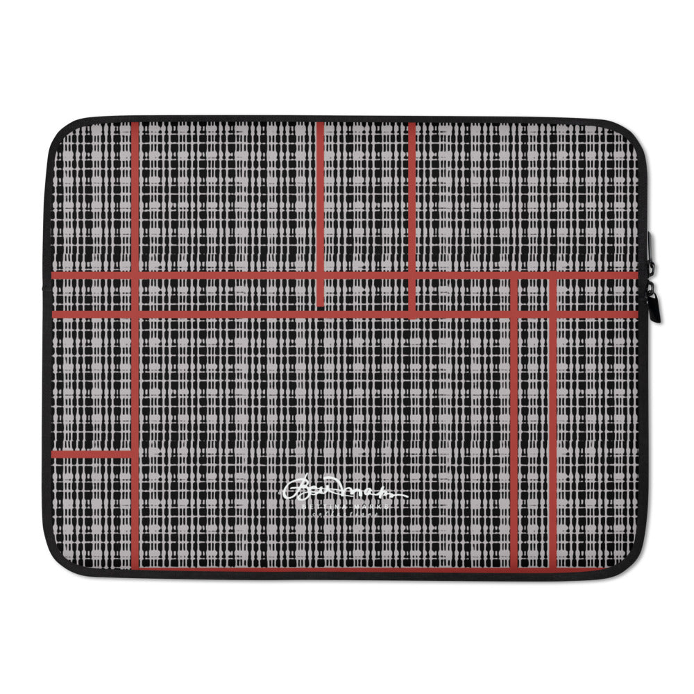 Grey Tight Plaid with Red Line Laptop Sleeve