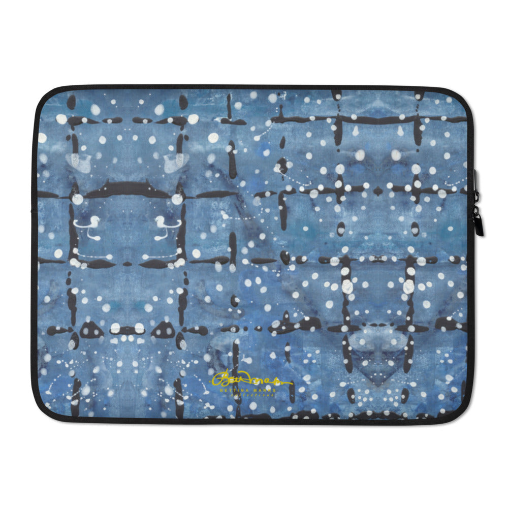 Blu&White Dotted Plaid Laptop Sleeve