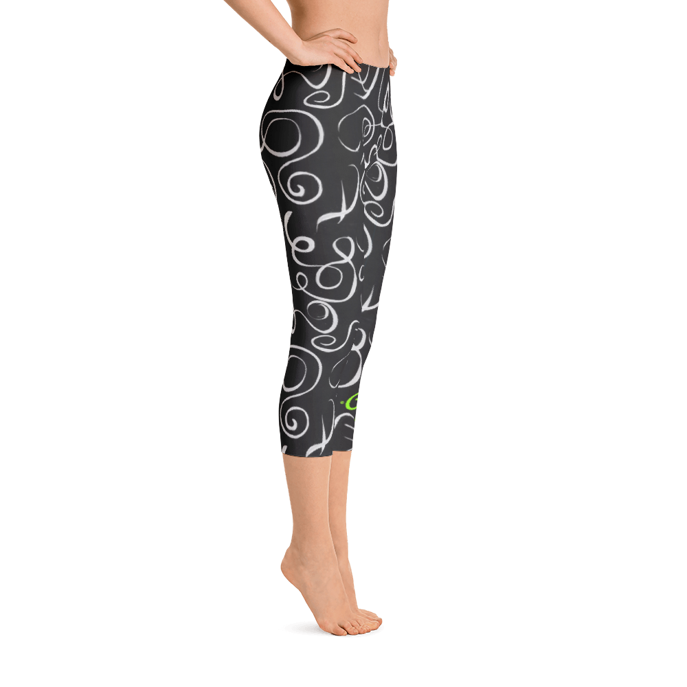 B&W Squiggles Capri Leggings