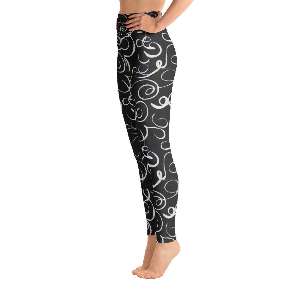 B&W Squiggles Yoga Leggings