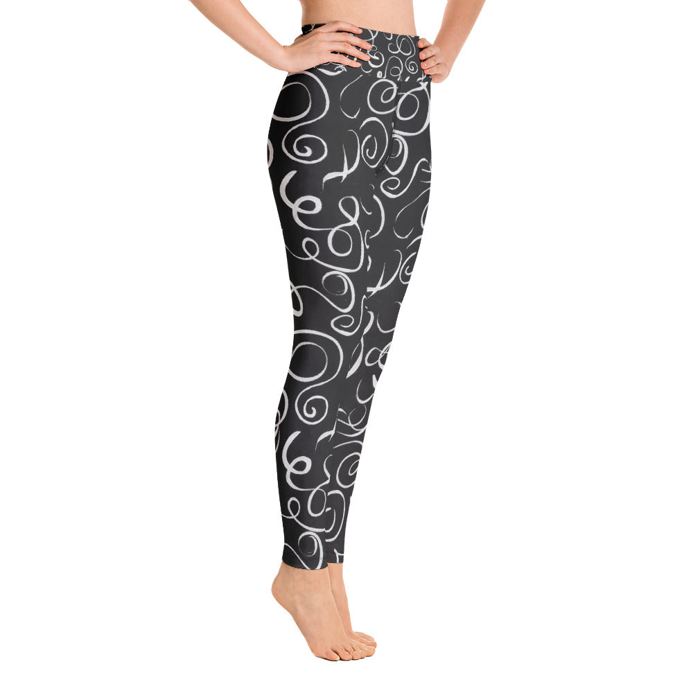 B&W Squiggles Yoga Leggings