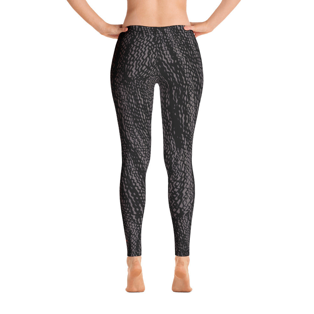 Charcoal Grey Tire Scribble Leggings