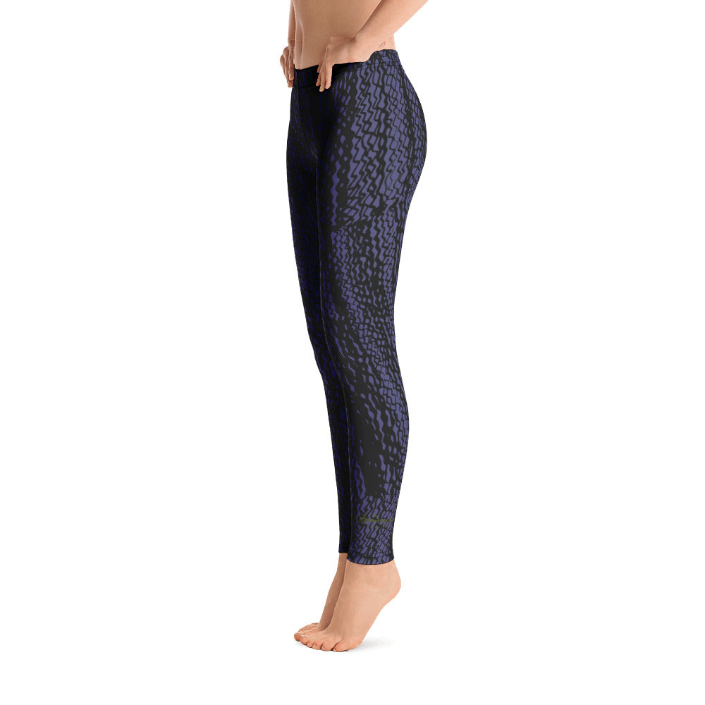 Navy and Black Tire Scribble Leggings