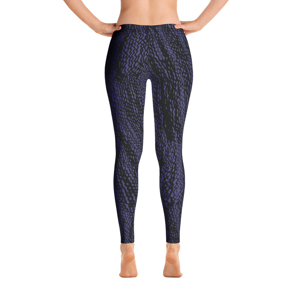 Navy and Black Tire Scribble Leggings