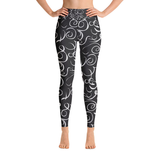 B&W Squiggles Yoga Leggings