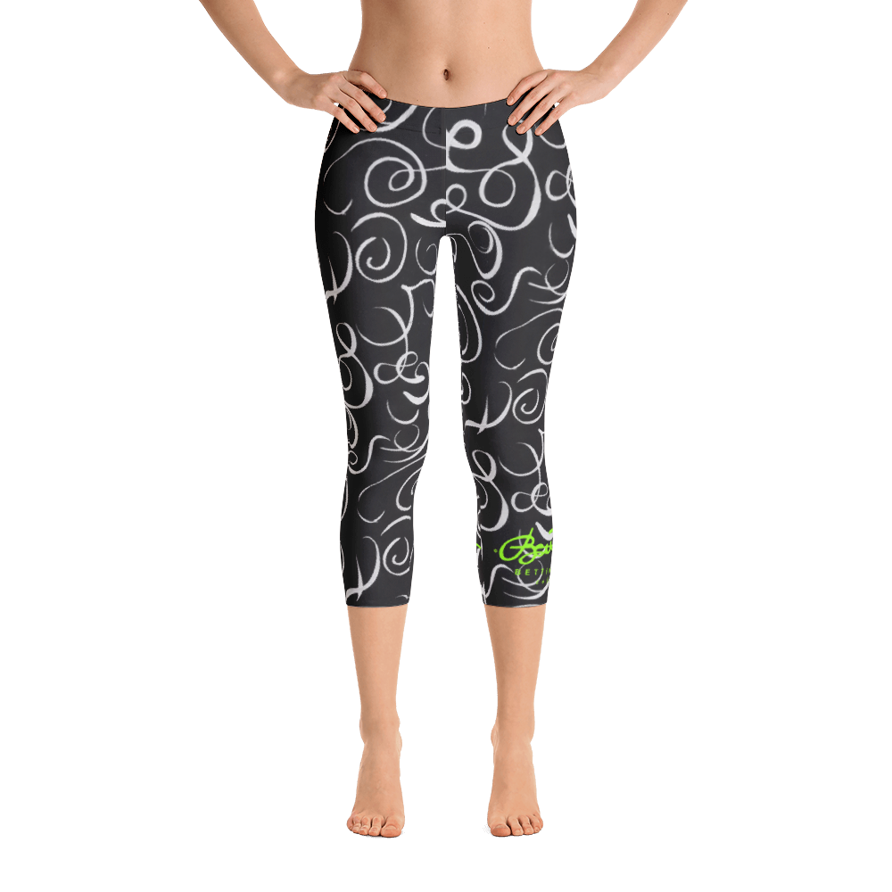 B&W Squiggles Capri Leggings