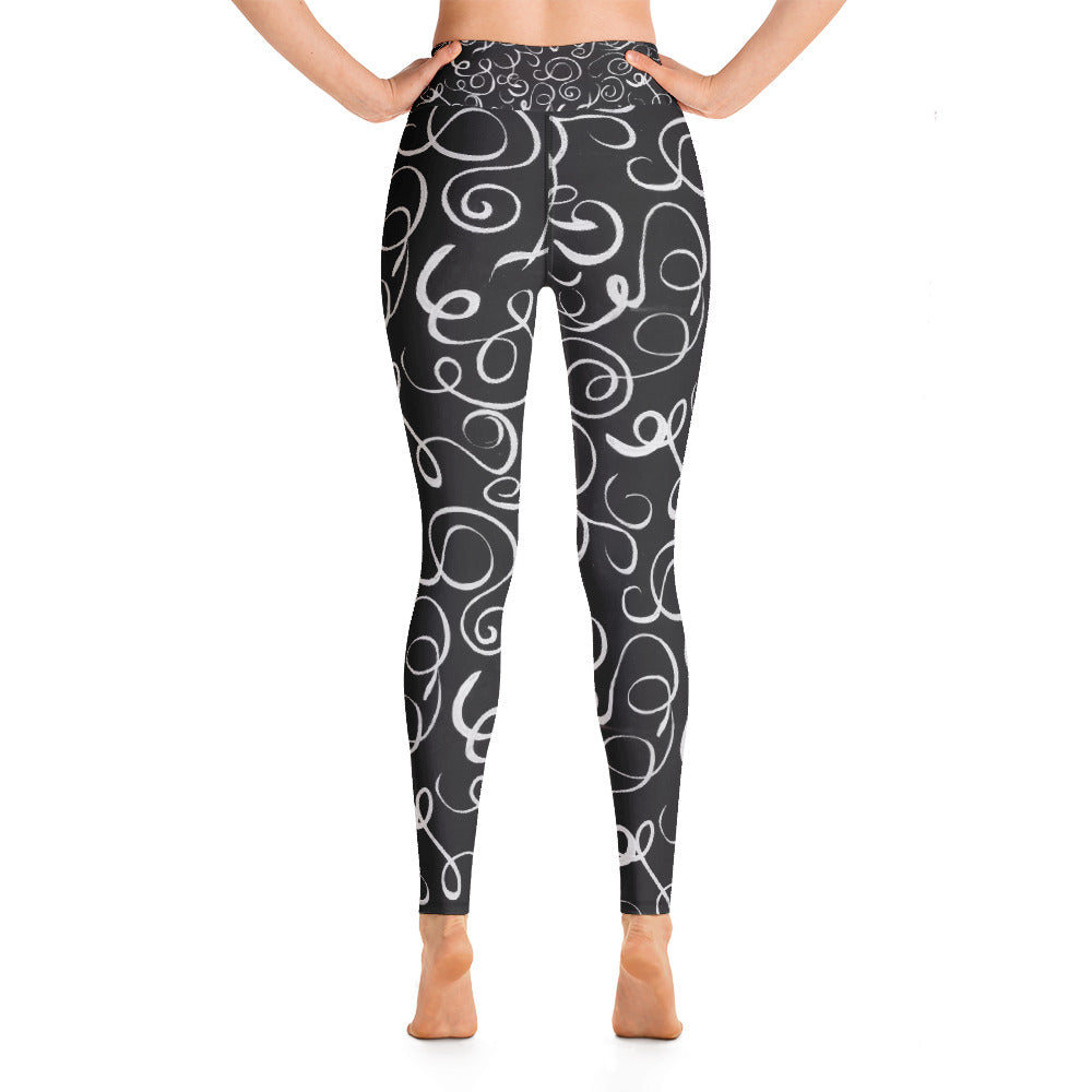 B&W Squiggles Yoga Leggings