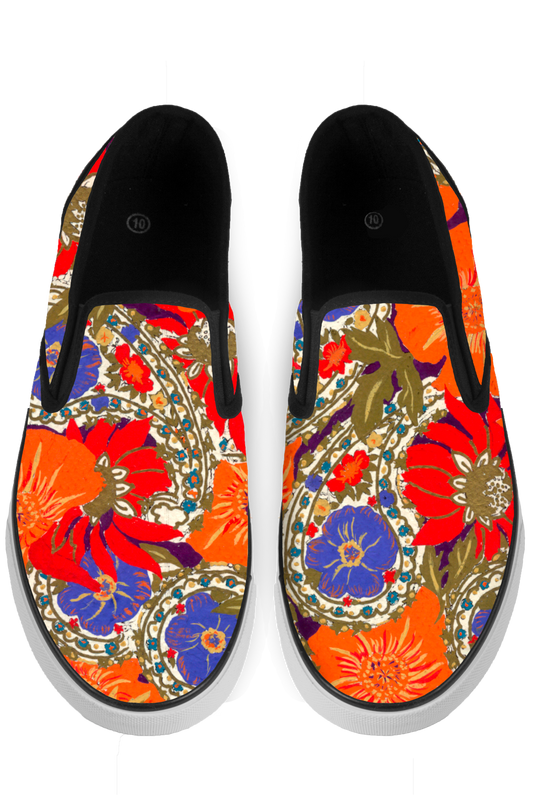 Orange Black Slip On Sneakers - x