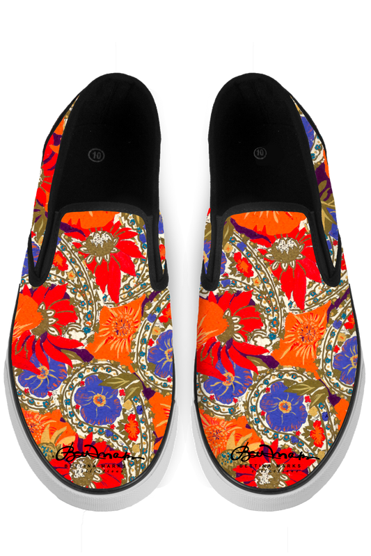 Orange Black Slip On Sneakers