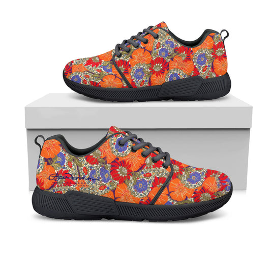 Orange Paisley Stripe Athletic Sneakers