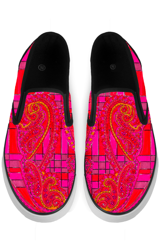 Pink Black Slip On Sneakers - x