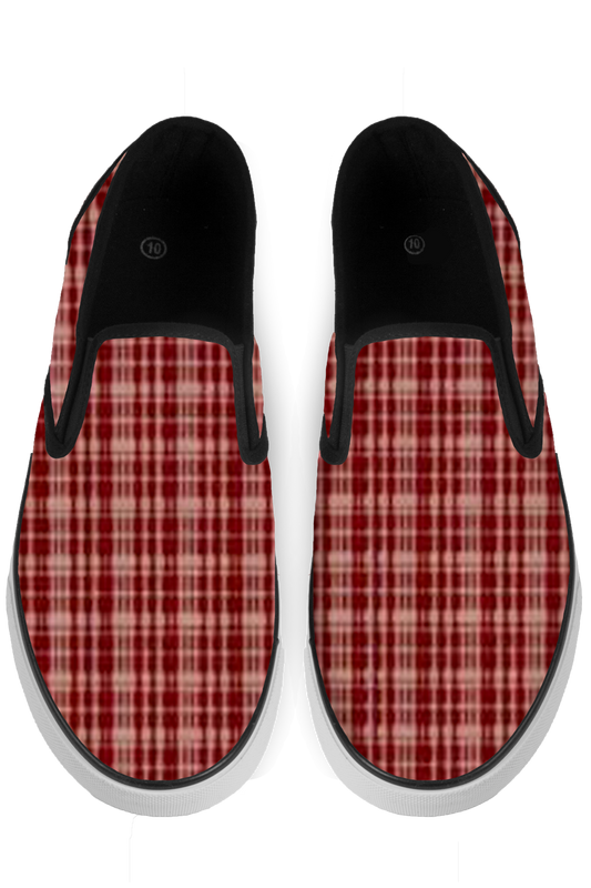 Maroon Black Slip On Sneakers - x